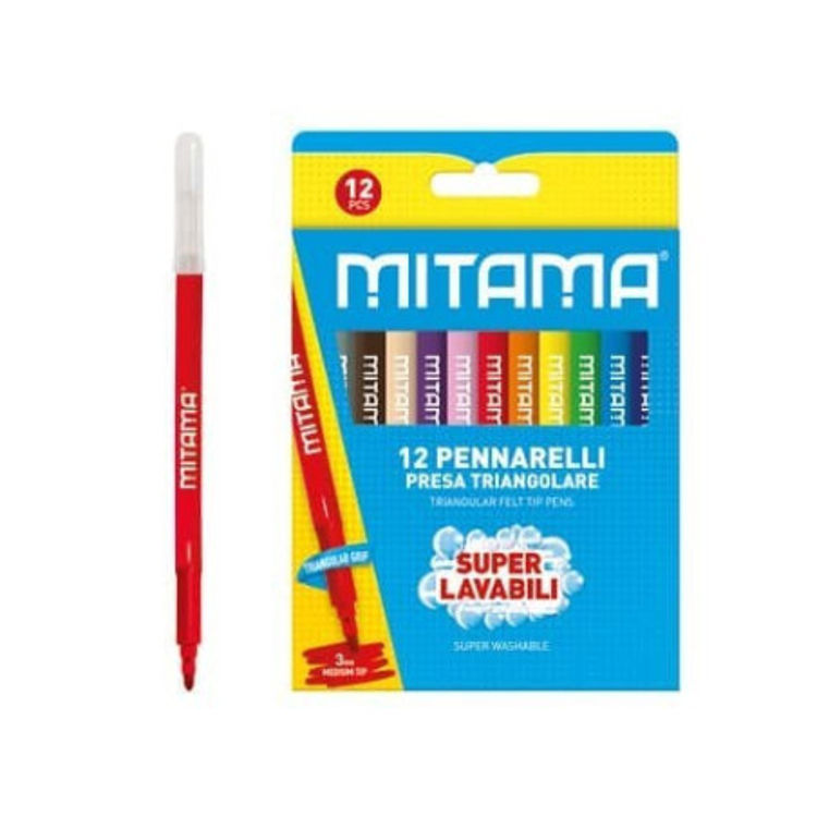 Picture of 9956 MITAMA PACK OF 12 FELT TIP PENS WITH TRIANGULAR GRIP